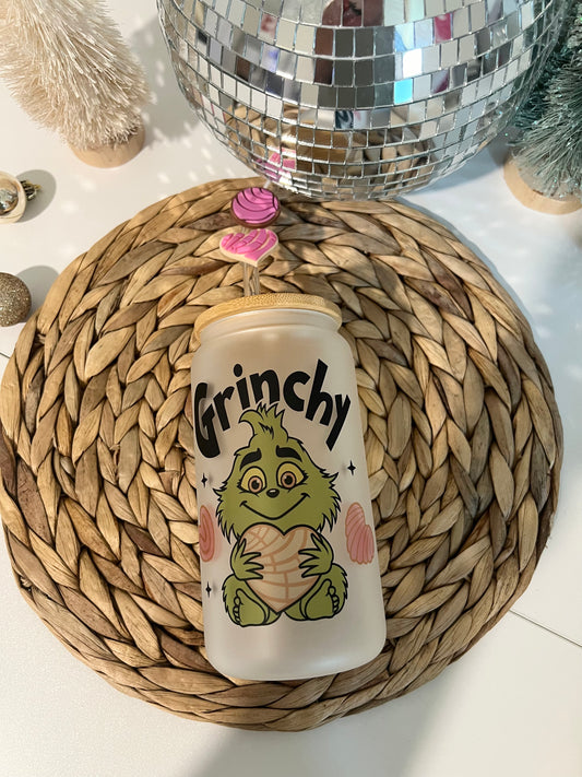 Grinchy glass cup