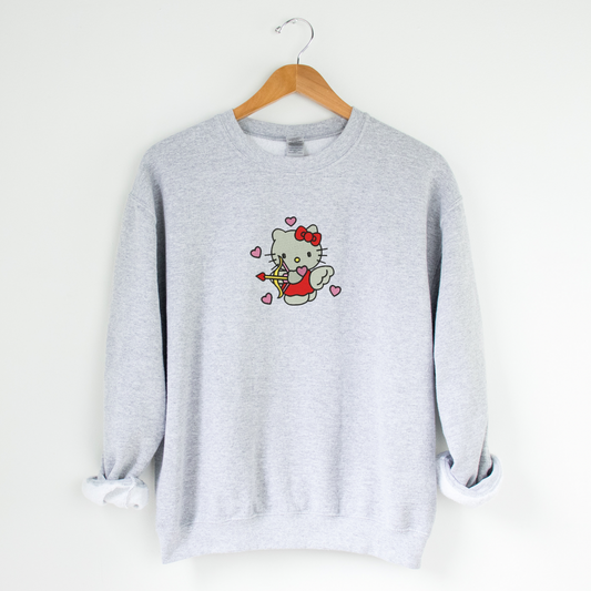 Kitty Valentines Embroidered Sweatshirt