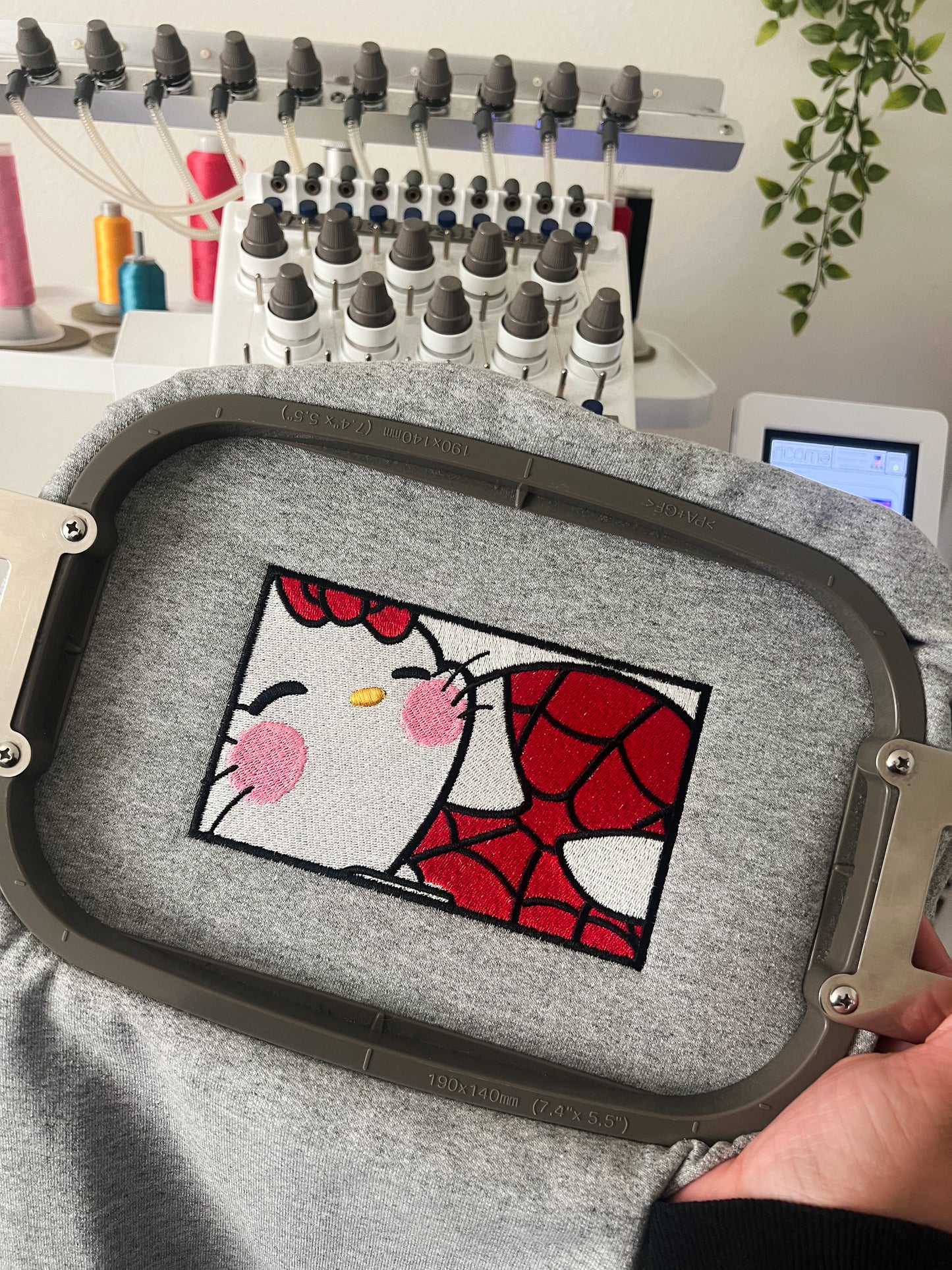 Kitty & Spidey Squished Frame  Embroidery sweatshirt