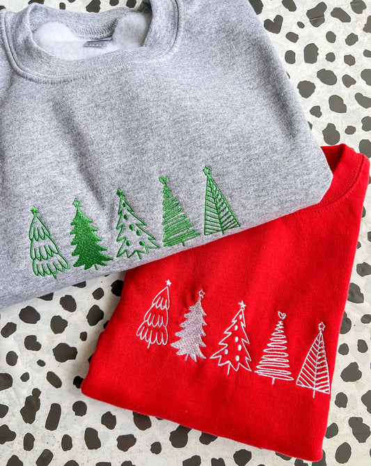 Christmas Tree Embroidered sweater- Adult