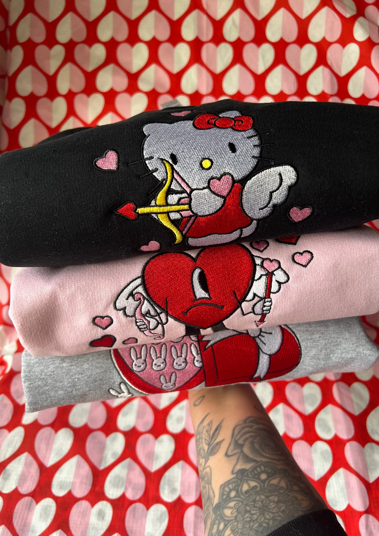 Kitty Valentines Embroidered Sweatshirt