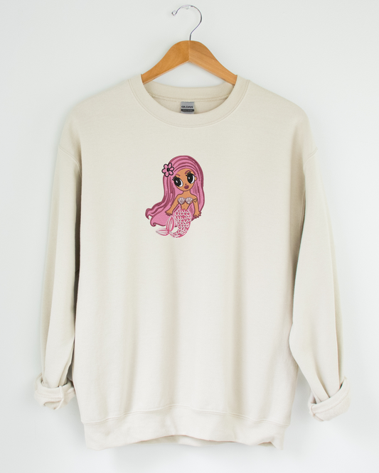 Pink mermaid Embroidered sweater